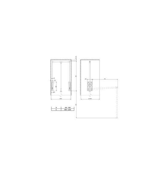 GARDEROBNI LIFT 890-1120 mm - CRNI