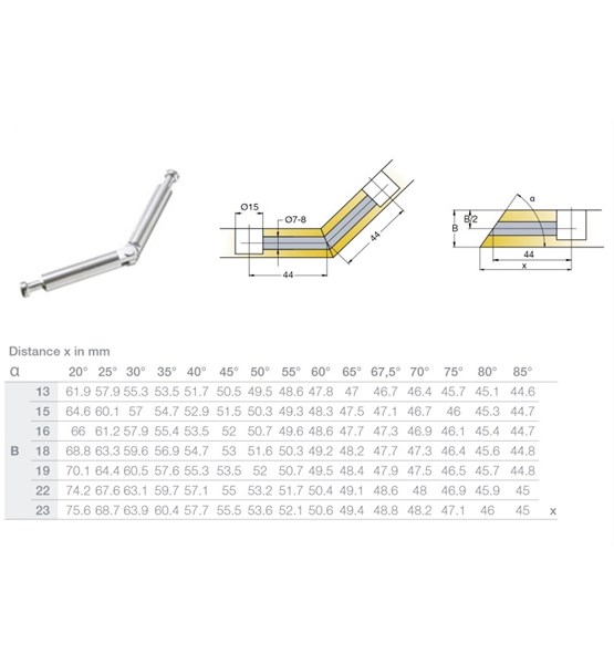 STEZNI VI.KUTNI ZA EXCENTAR TITUS fi7-8mm,44x44mm