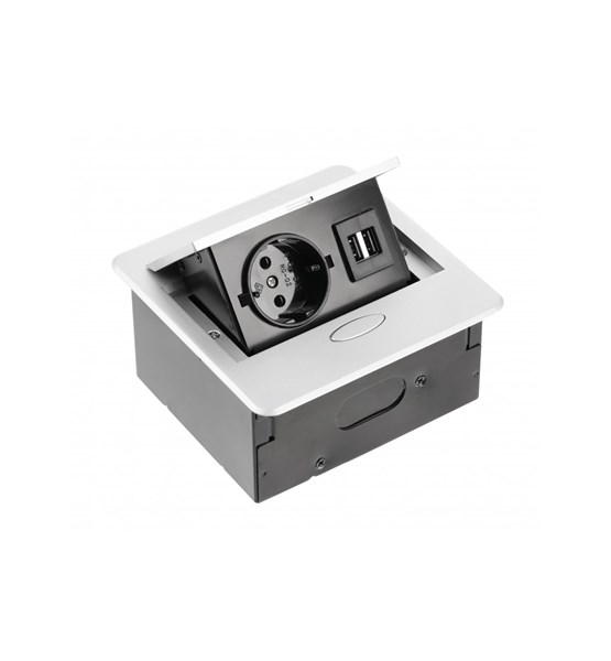 UTIČNICA AVARO SIVA 1SCH., 2USB, KAB.1,5m