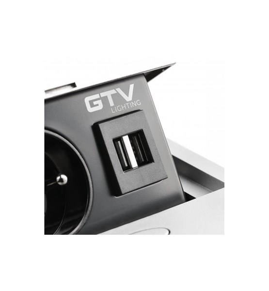 UTIČNICA AVARO SIVA 1SCH., 2USB, KAB.1,5m