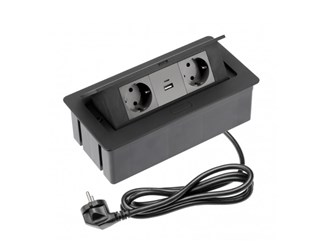 STOLNI EL.PRIKLJUČAK SOFT, 2xSCHUKO+2xUSB,CRNI