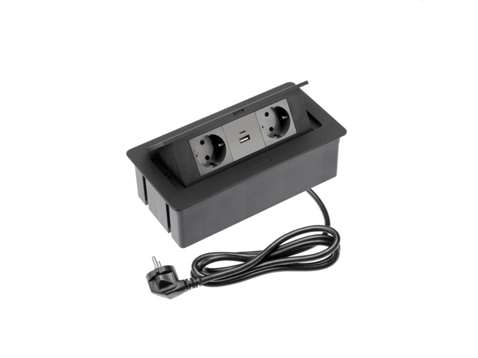 STOLNI EL.PRIKLJUČAK SOFT, 2xSCHUKO+2xUSB,CRNI