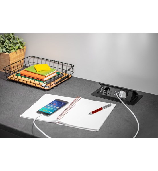 STOLNI EL.PRIKLJUČAK SOFT, 2xSCHUKO+2xUSB,CRNI