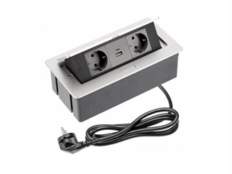 STOLNI EL.PRIKLJUČAK SOFT, 2xSCHUKO+2xUSB,ALU