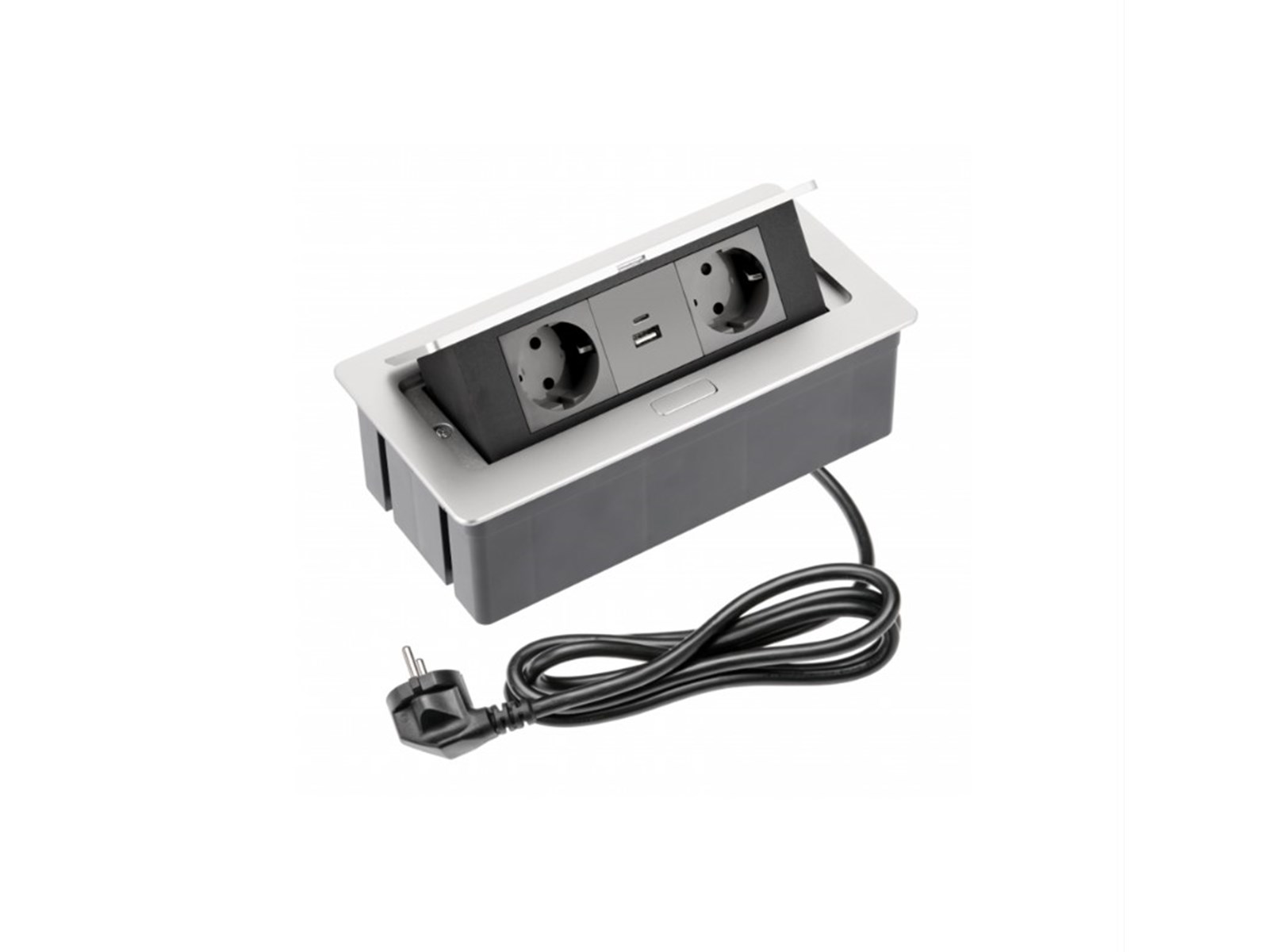 STOLNI EL.PRIKLJUČAK SOFT, 2xSCHUKO+2xUSB,ALU