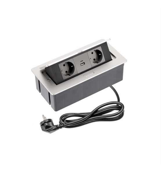 STOLNI EL.PRIKLJUČAK SOFT, 2xSCHUKO+2xUSB,ALU