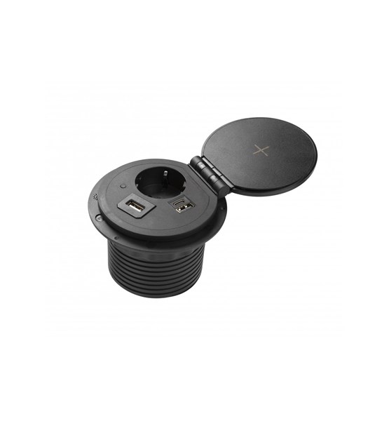 UTIČNICA CHARGE PLUS CRNA 1SCH.,USB,RJ45,PUNJAČ 5W